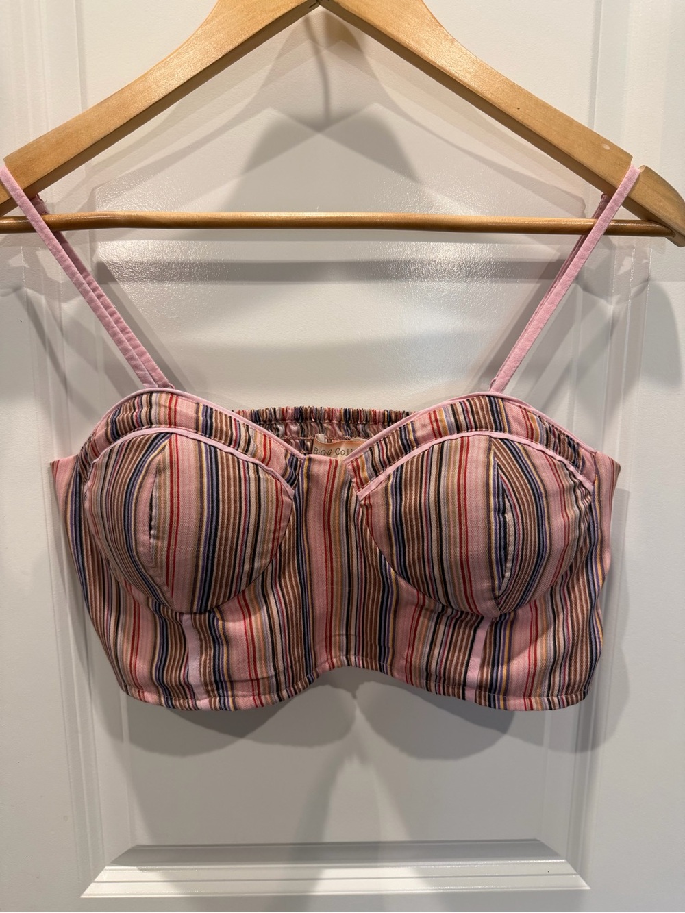 Striped Pink Bustier Crop Top - Women Intimates